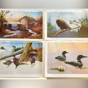 Vintage Leo Stans 4 Collectible Wildlife Prints Signed USA WILDLIFE HERITAGE